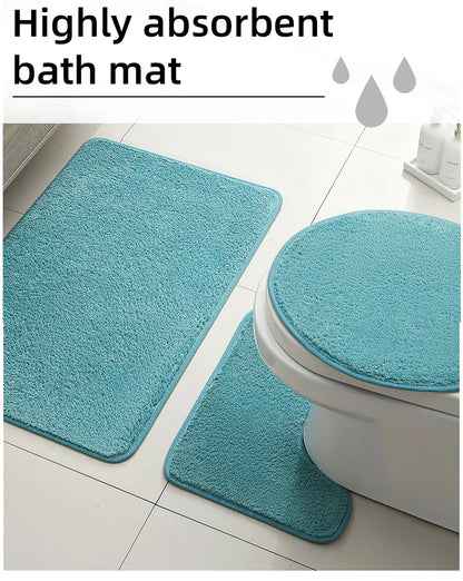 Bathroom Carpet 3-Piece Set Soft, Absorbent, Non-Slip, Microfiber Toilet Mat, U-Shaped Foot Pad Taj Home Store