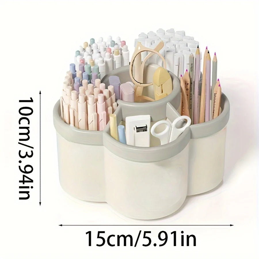 1pc 360 degree cute rotating pen holder, large capacity multifunctional desktop stationery storage box, stationery storage Taj Home Store