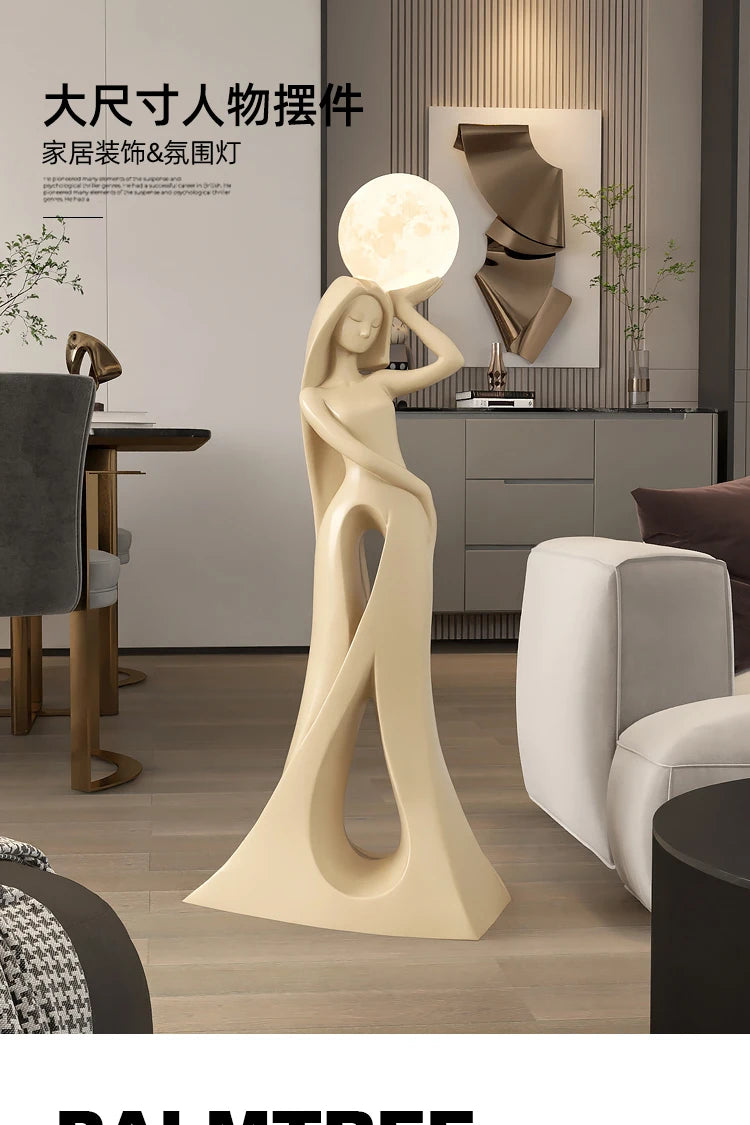 Home Decor Ladies Statue Living Room Large Floor Sofa TV Cabinet Modern Interior Soft Decoration Light Luxury Housewarming Gift Taj Home Store
