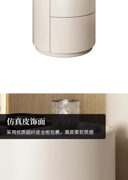 Home Living Room Sofa Side Cabinet, Creative Round Solid Wood Bedside Table, New Simple Modern Small Bedroom Storage Cabinet Taj Home Store