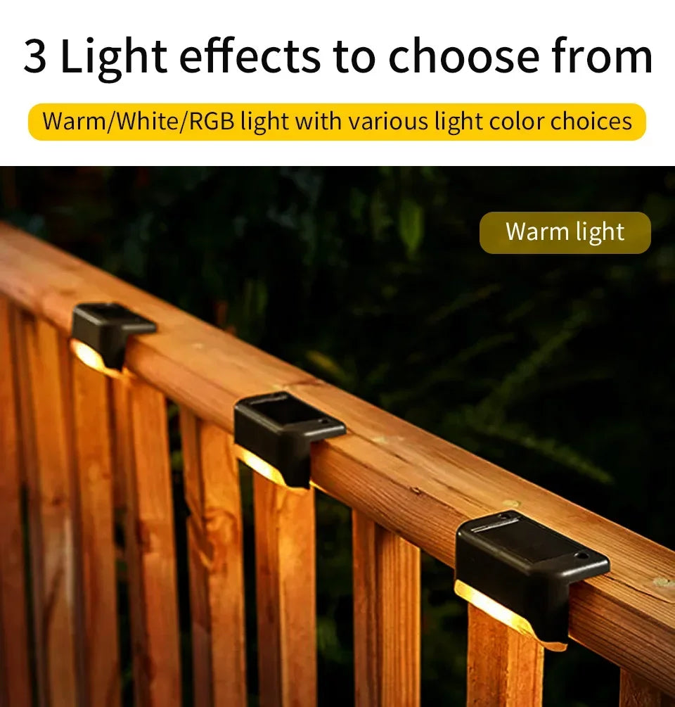 LED Solar Deck Lights Outdoor Solar Light Waterproof Solar Stairs Light Garden Decoration Patio Fence Step Yard Outside Lighting