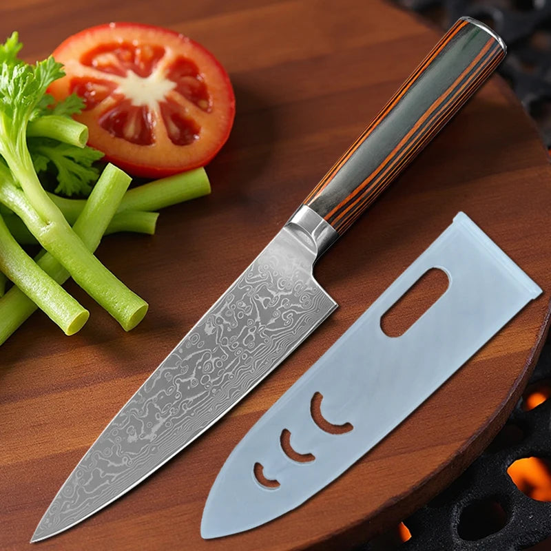 Damascus Steel Kitchen Knife Boning Steak BBQ Meat Cleaver Chef Utility Knife Paring  Kitchen Tools Taj Home Store