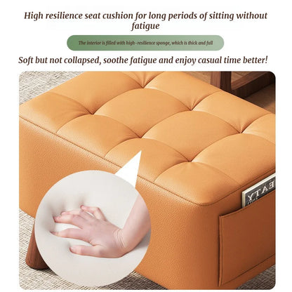 Home-use Small Stool, Living Room Minimalist Sofa Stool, Coffee Table Stool, Creative Leather Footstool, Square Stool, Small Taj Home Store