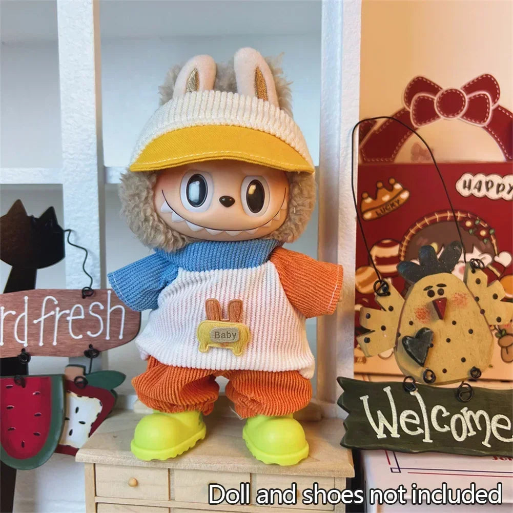 Mini Plush Doll Clothes Outfit Accessories for Korea Kpop Exo 17cm Labubu Idol V1 V2 Fashion Sports Leisure Suit Clothing Taj Home Store