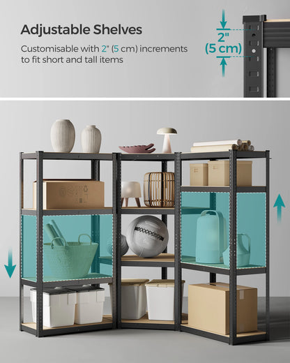 L-Shape Corner Shelf Heavy Duty Metal Shelving Units for Garage Storage Room Warehouse 4-Tier  Garage Shelving