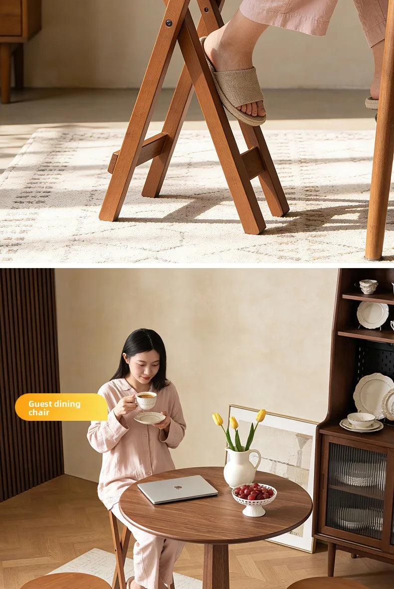 Retro style bamboo folding stool, household foldable round stool, foldable high stool, bar stool, restaurant dining stool Taj Home Store