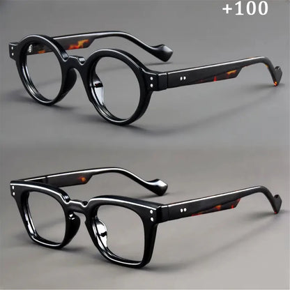 A set of 2 vintage round and square reading glasses, suitable for both men and women, designed to assist with presbyopia Taj Home Store