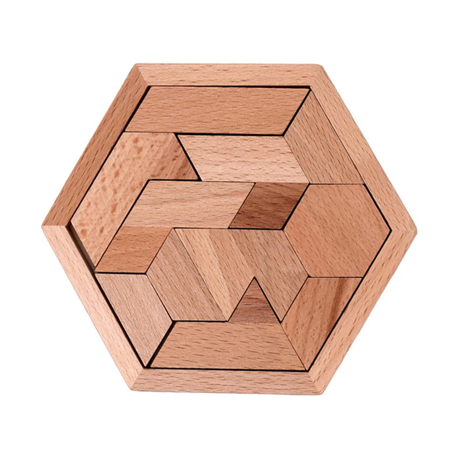 Hexagonal Wooden Geometric Shape Jigsaw Puzzles Chess Game Board Montessori Toys Brain Teaser Educational Intelligence Toys Taj Home Store