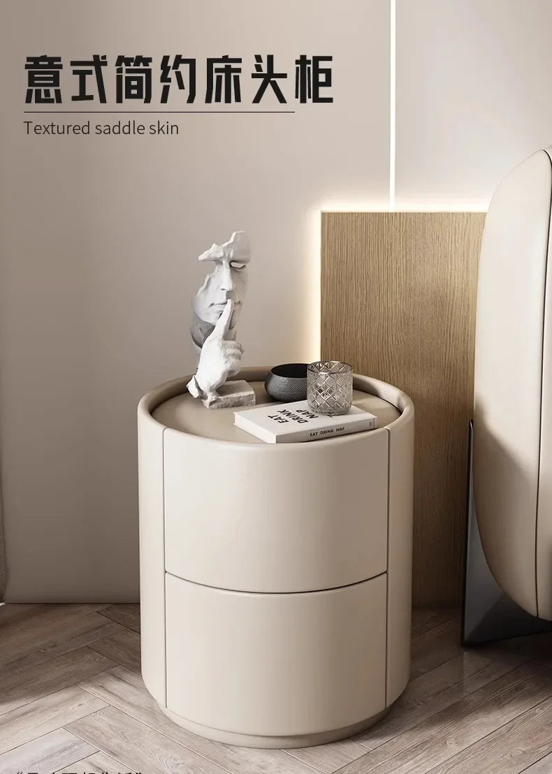 Home Living Room Sofa Side Cabinet, Creative Round Solid Wood Bedside Table, New Simple Modern Small Bedroom Storage Cabinet Taj Home Store