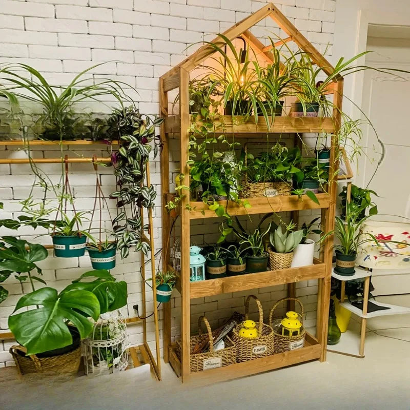 Garden Black Plant Stands Wooden Pots Shelf Patio Plant Stands Flower Outside Giardino Arredamento Esterno Terrace Furniture Taj Home Store