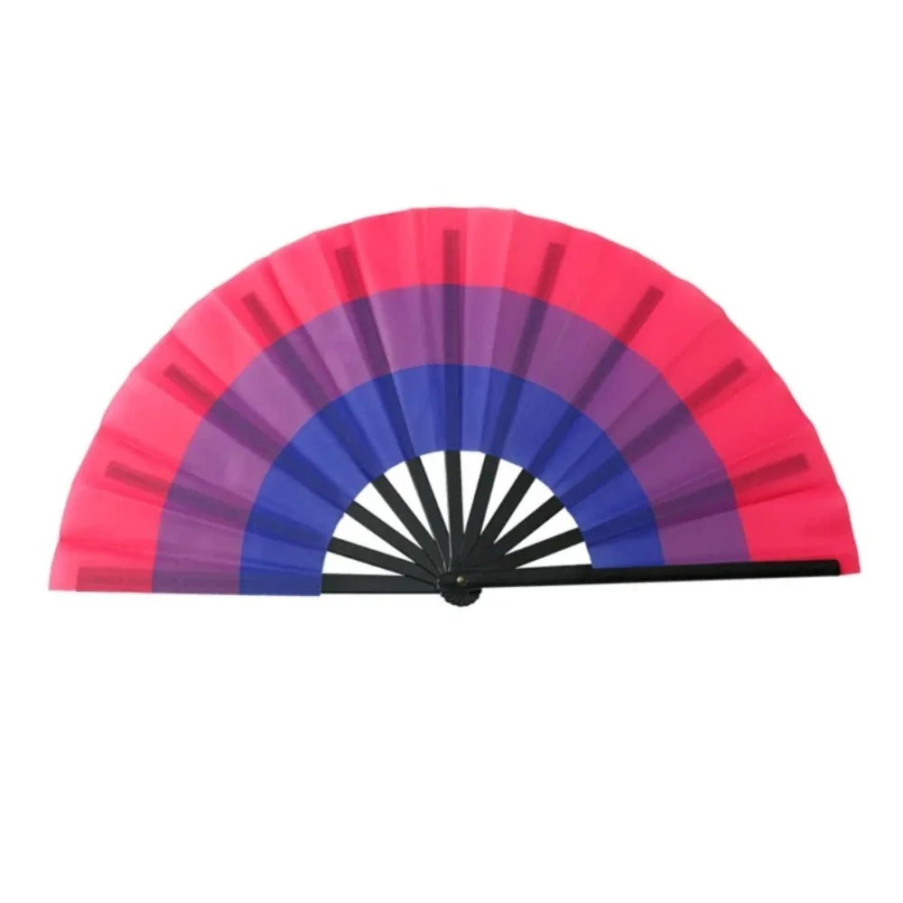 Fashion Plastic Colourful Hand Fans 33cm Colourful Kung Fu Fan Folding Rainbows Pattern Hand Folding Fan Dance Performance Taj Home Store