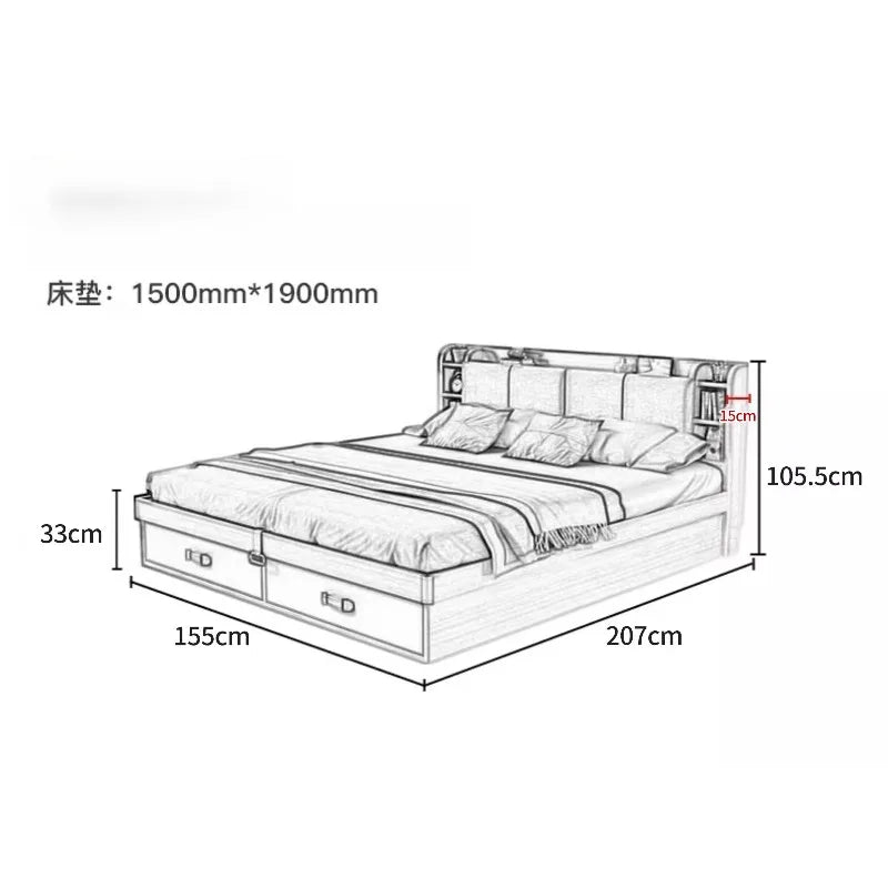 Unique Bedroom Bed Aesthetic Modern Girls Storage Luxury Bed Lounge Sleeping Headboard Letto Matrimoniale Home Accessories Taj Home Store