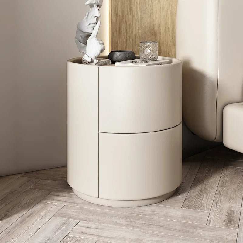 Home Living Room Sofa Side Cabinet, Creative Round Solid Wood Bedside Table, New Simple Modern Small Bedroom Storage Cabinet Taj Home Store