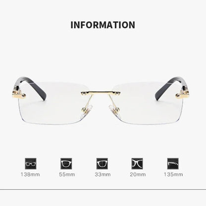 Business High-end Near Sight Glasses Trendy Photochromic Edgeless Frameless Myopia Glasses Small Square Color Change Eyewear Taj Home Store