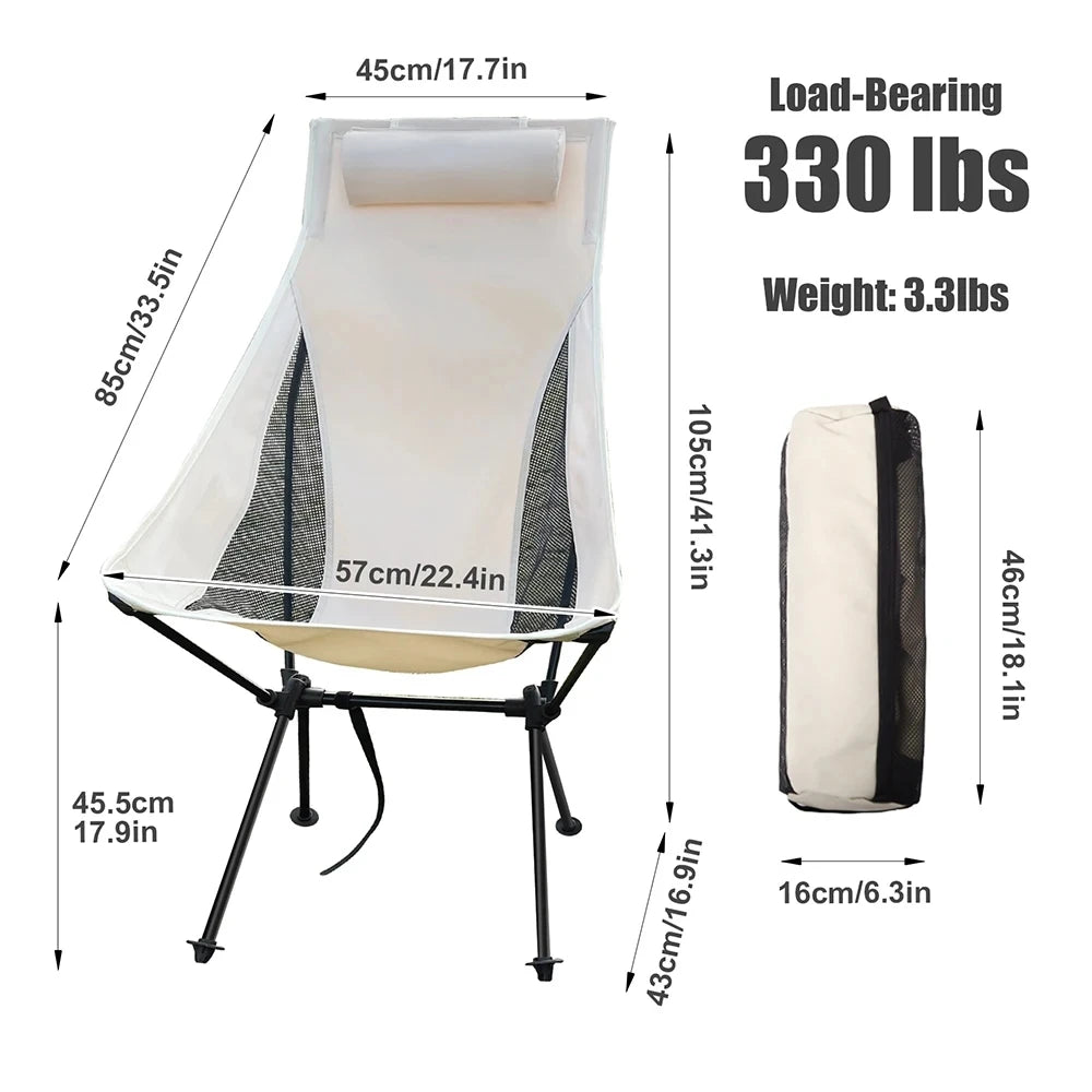 Westtune Portable Folding Camping Chair with Headrest Lightweight Tourist Chairs Aluminum Alloy Fishing Chair Outdoor Furniture Taj Home Store