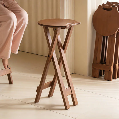 Retro style bamboo folding stool, household foldable round stool, foldable high stool, bar stool, restaurant dining stool Taj Home Store