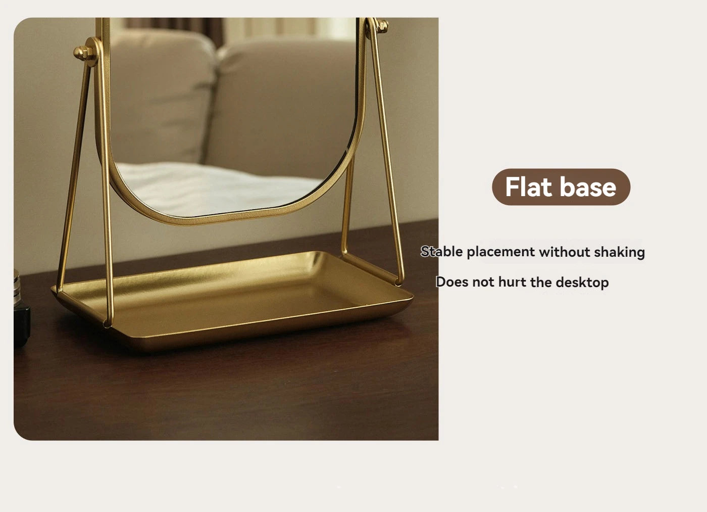 Rotating makeup mirror, light luxury style desktop with chassis, can store large makeup mirror, home dressing table mirror Taj Home Store