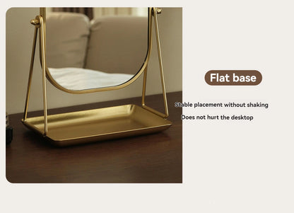 Rotating makeup mirror, light luxury style desktop with chassis, can store large makeup mirror, home dressing table mirror Taj Home Store