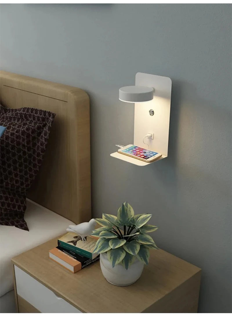 Bedroom Led Wall Lamps with USB Charge Wall Light Indoor Lamp for Living Room Decor Wall Panels with Switch Aisle Modern Sconce Taj Home Store