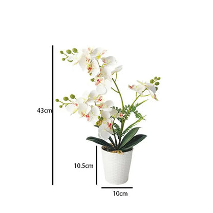 Vine Woven Stone Pot Simulation 21 Butterfly Orchid Potted Plants Feel Film Fake Flowers Office Decoration Ornaments Taj Home Store