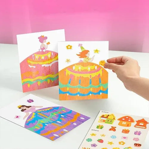 DIY Rainbow Scratch Art Rainbow Dot Scratch Painting Arts Handmade Scratching Paper Postcard Toy for Beginner Student Toddlers Taj Home Store