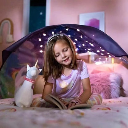 Dream Tent with light show for Kids Bed with Storage Pocket Foldable Kids Tent on Bed Mosquito Net Tent Taj Home Store