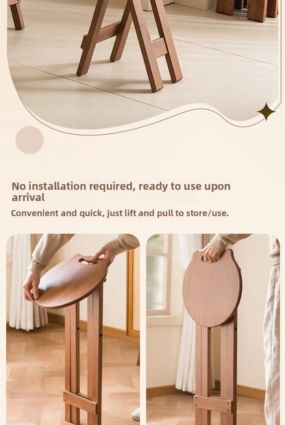 Retro style bamboo folding stool, household foldable round stool, foldable high stool, bar stool, restaurant dining stool Taj Home Store