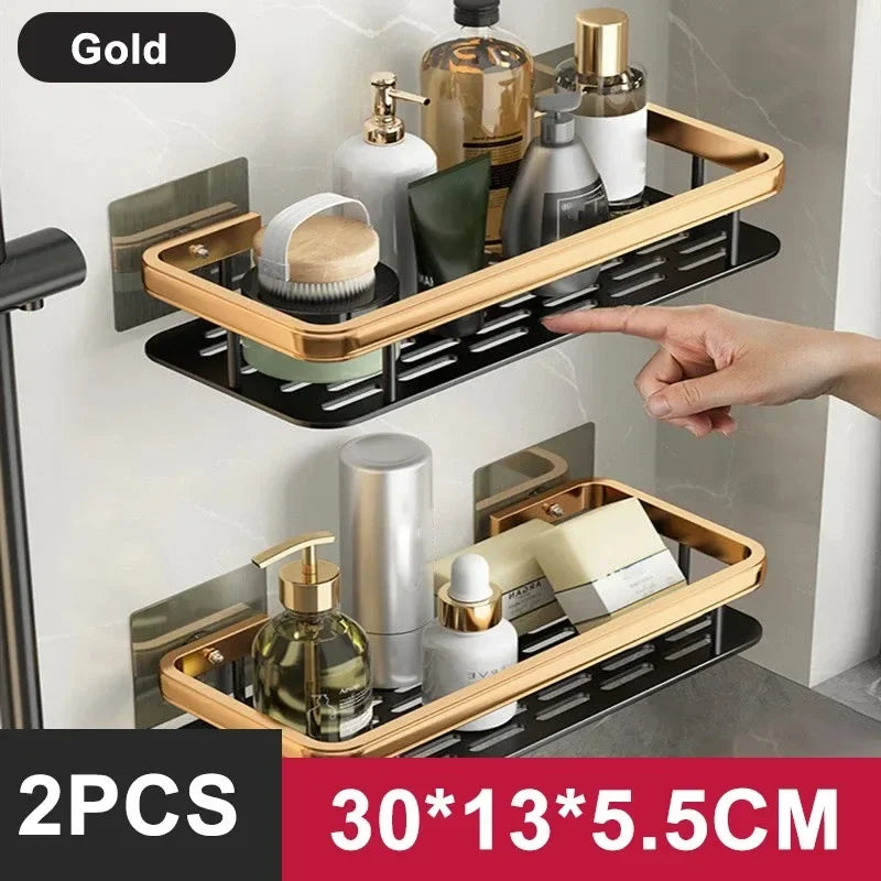 Bathroom Shelf Kitchen Storage Organizer Aluminum Alloy Shampoo Rack Shower Shelf Bathroom Accessories No Drill Shelf Taj Home Store