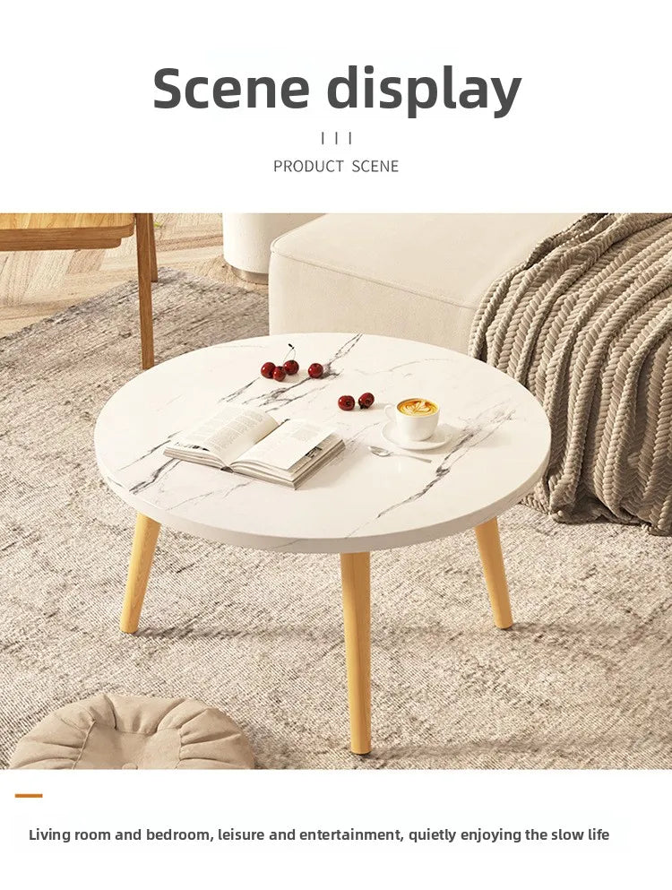 Small Table, Bedroom, Light Luxury Table, Modern Coffee Table, Living Room, Simple Small Round Table, Solid Wood Taj Home Store