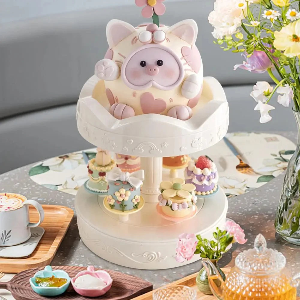 2-tier Automatic Rotating Cake Stand Sushi Dessert Cupcake Macaron Display Tray Wedding Birthday Party Supplies Cakes Turnables Taj Home Store