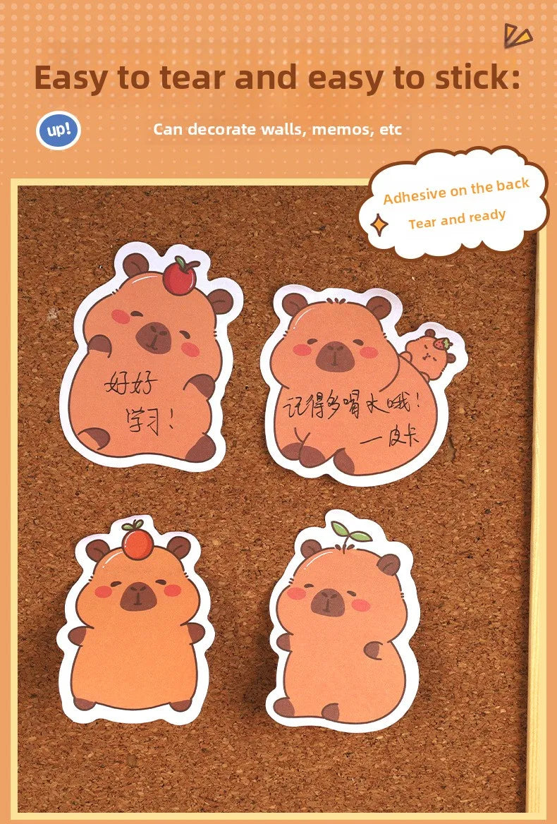 5Pcs/Lot Creative Capybara Memo Pad Cute Cartoon Sticky Notes Message Sticker Book Kawaii Writing Pads School Office Supplies Taj Home Store