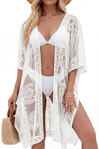 Sexy Elegant Lace Beach Cover Up for Women, Bathing Suit Cover Up, V-Neck Swimsuit Coverup for Poolside, Seaside and Party Taj Home Store