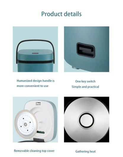 Mini Rice Cooker Automatic Household Kitchen Electric Cooking machine 1-2 People Food Warmer Steamer 1.2L Small Rice Cooker Taj Home Store