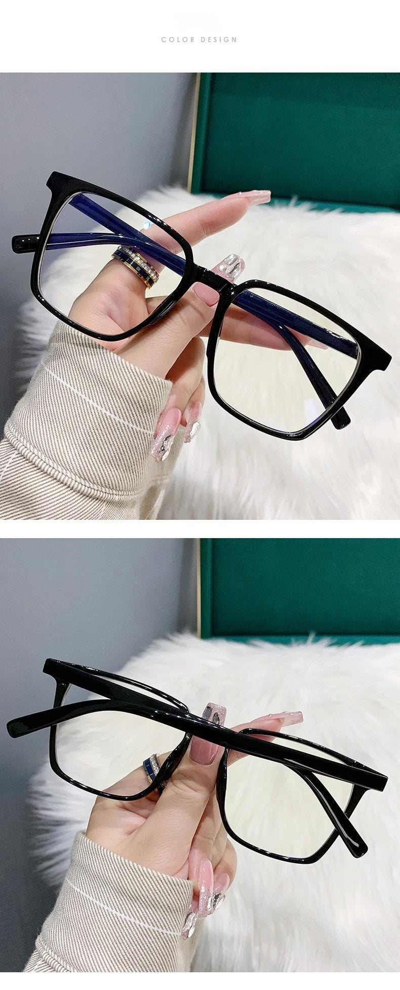 Myopia Glasses, Stylish Retro Square Style For Both Men And Women, Trendy For Students, Plain Face Makeup Style.15951 Taj Home Store