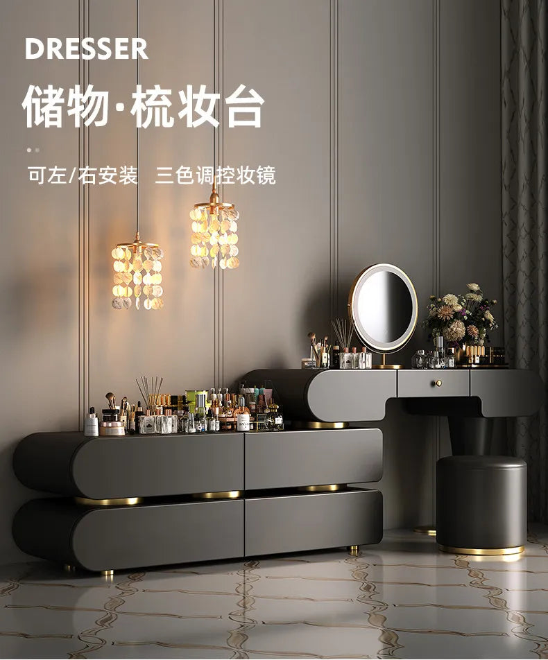 Bedroom Dressing Table Dresser Desks Makeup Mirror Storage Cabinet Light Luxury Premium Vanity Desk Toiletries Tables Furniture Taj Home Store