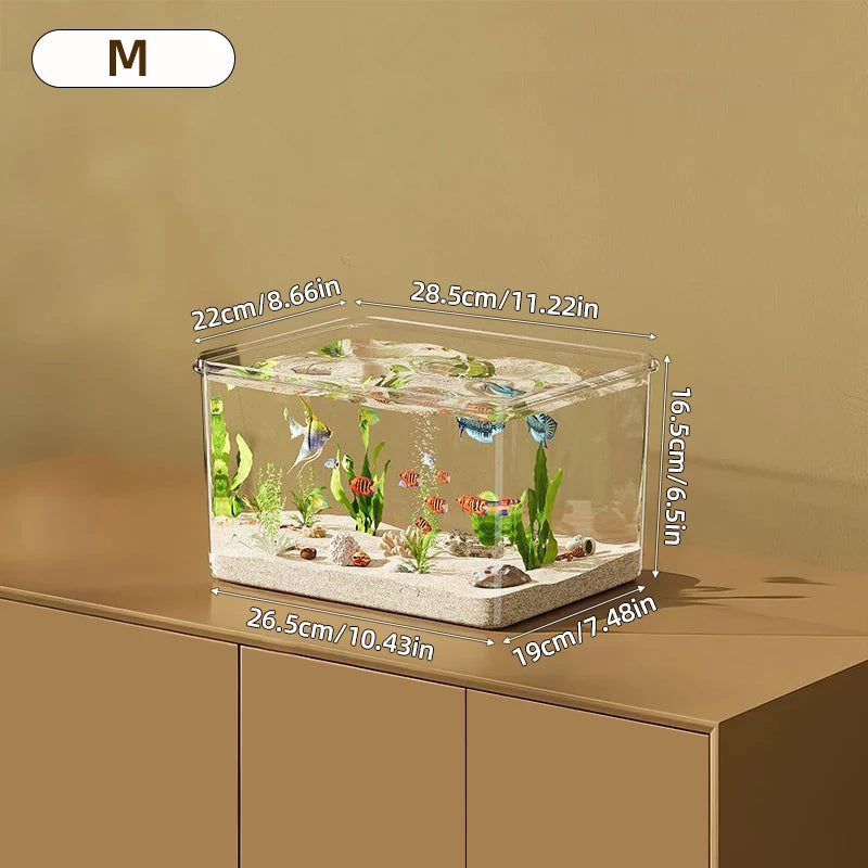 Transparent Aquarium Creative Desktop Fish Tank for Office Home Decor Rectangular(Bare Tank, No Scenery or Stones Included) Taj Home Store