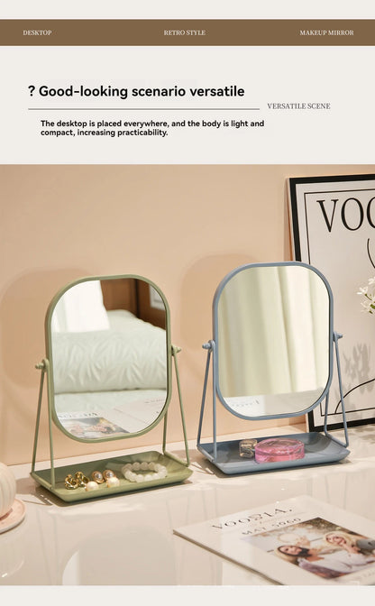 Rotating makeup mirror, light luxury style desktop with chassis, can store large makeup mirror, home dressing table mirror Taj Home Store