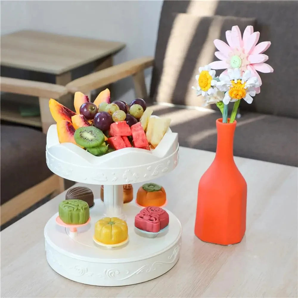 2-tier Automatic Rotating Cake Stand Sushi Dessert Cupcake Macaron Display Tray Wedding Birthday Party Supplies Cakes Turnables Taj Home Store