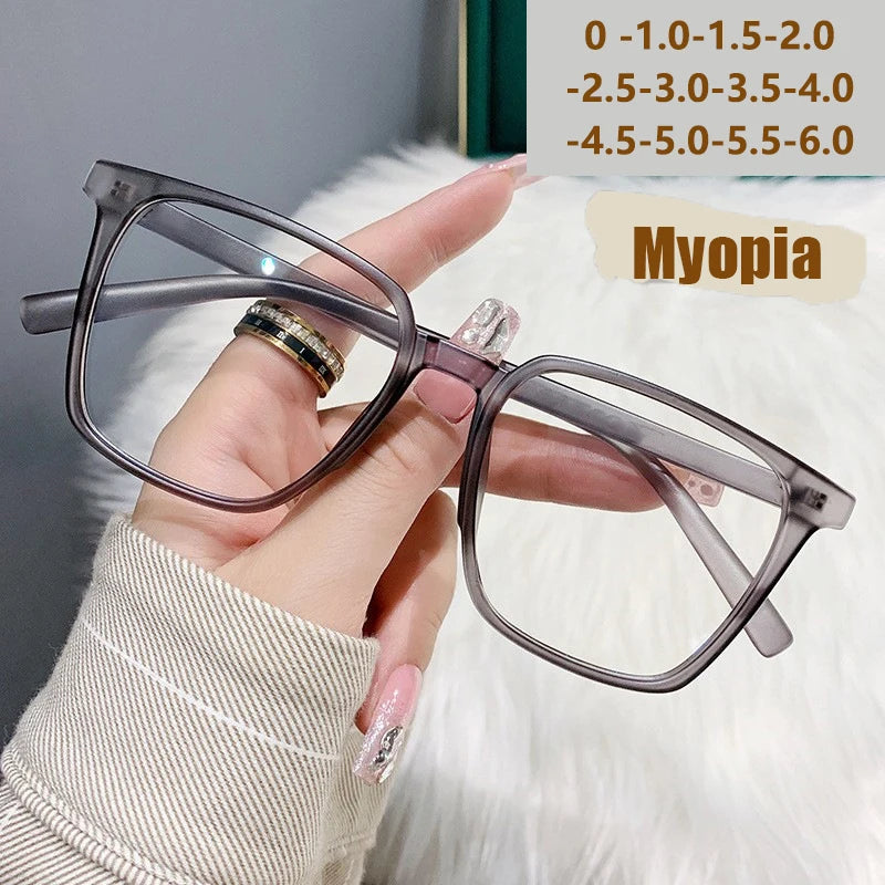 Myopia Glasses, Stylish Retro Square Style For Both Men And Women, Trendy For Students, Plain Face Makeup Style.15951 Taj Home Store