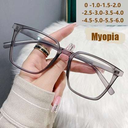 Myopia Glasses, Stylish Retro Square Style For Both Men And Women, Trendy For Students, Plain Face Makeup Style.15951 Taj Home Store