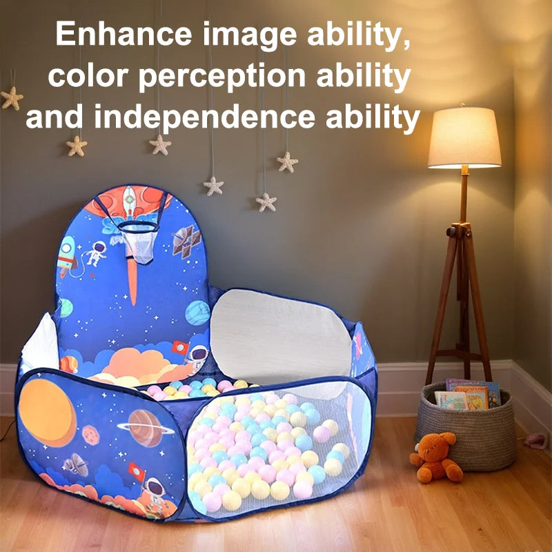 120cm Hexagon Children Ball Pool with Basketball Hoop Portable Foldable Kid Playpen Playground Gym Play Mat Baby Sport Education Taj Home Store