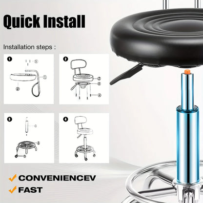 Heavy-Duty 181.44 KG Capacity Bar Stool with Backrest - Hydraulic Height Adjustment, 360° Swivel Base, PU Leather Cushion Taj Home Store