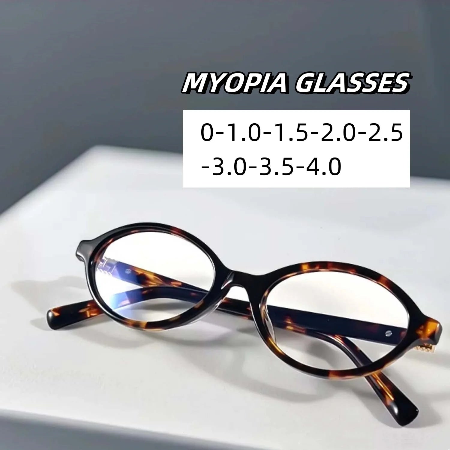 Elliptical Artistic Style Myopia Glasses Retro Small Frame Flat Lenses Ultra Light Finished Near Sight Eyewear Fashion Goggles Taj Home Store