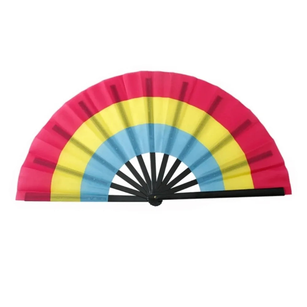 Fashion Plastic Colourful Hand Fans 33cm Colourful Kung Fu Fan Folding Rainbows Pattern Hand Folding Fan Dance Performance Taj Home Store