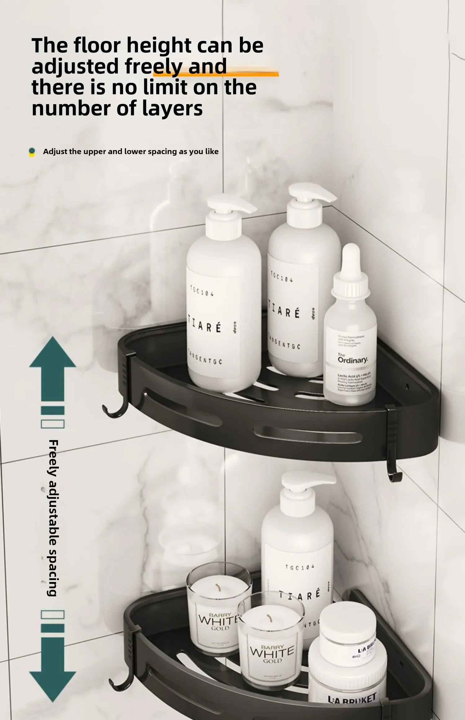 Bathroom Shelves Organizer No Punching Required Kitchen Corner Shelf Racks Shampoo Makeup Storage Holder Shower Towel Caddy Rack Taj Home Store