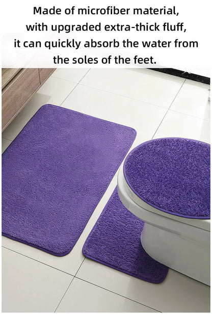 Bathroom Carpet 3-Piece Set Soft, Absorbent, Non-Slip, Microfiber Toilet Mat, U-Shaped Foot Pad Taj Home Store