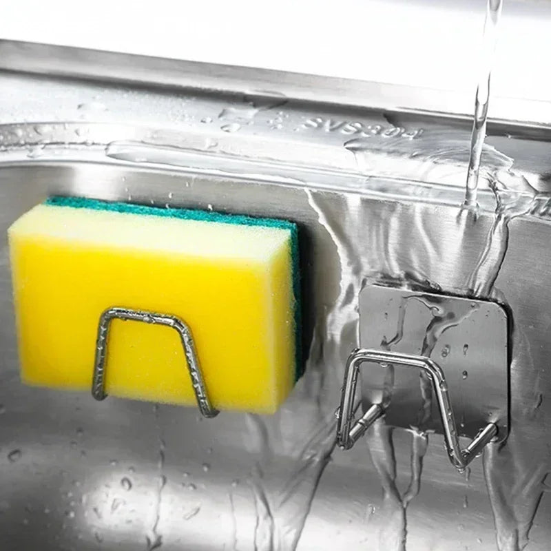 4/1pcs Stainless Steel Sponge Holder Self Adhesive Sink Drain Drying Sponges Racks Shelf Kitchen Storage Wall Holders Organizer Taj Home Store