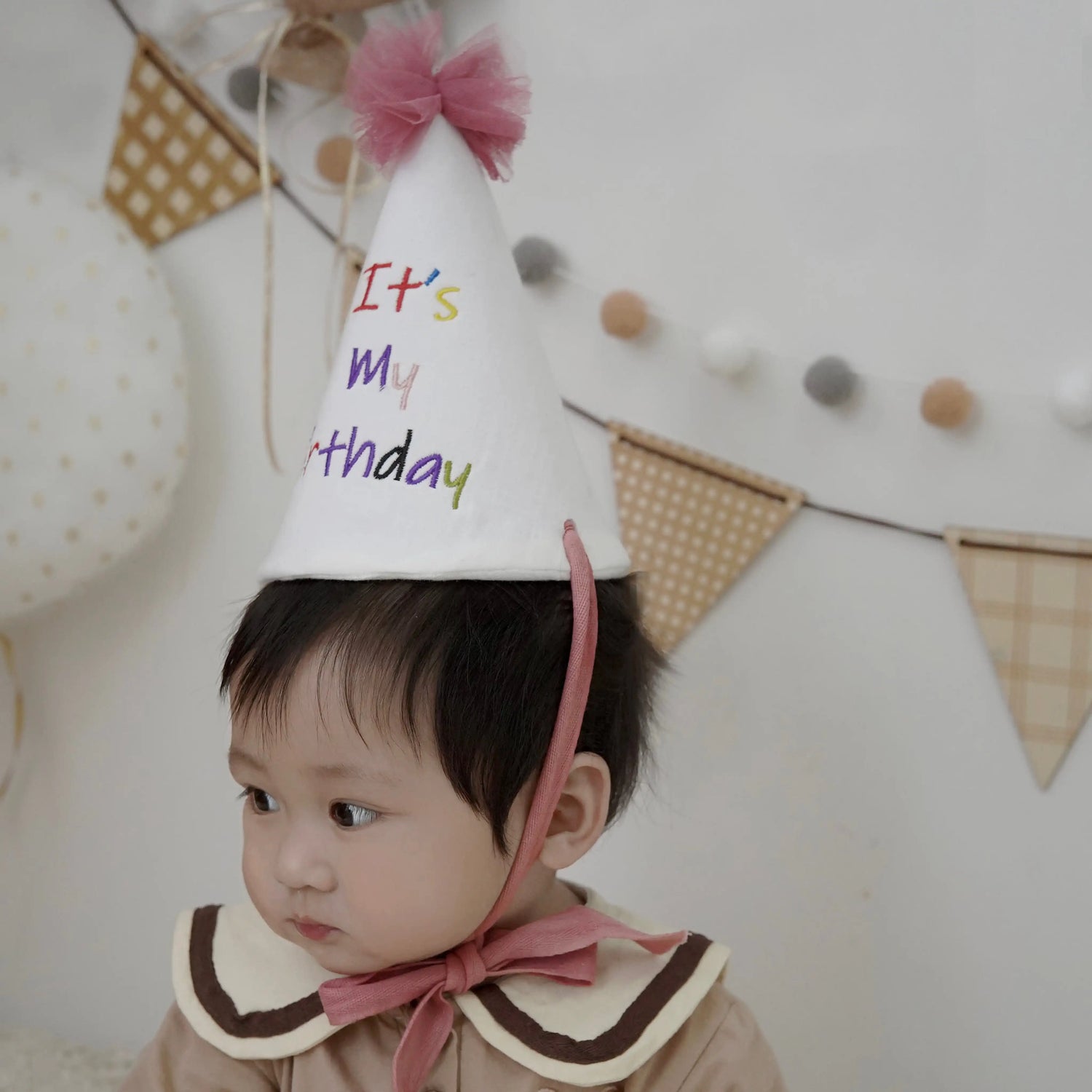 Kids Birthday Party Hat - Safe Soft Photo Prop Cap for Xmas Baby Shower, Adjustable Toddler Headband Taj Home Store