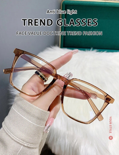 Myopia Glasses, Stylish Retro Square Style For Both Men And Women, Trendy For Students, Plain Face Makeup Style.15951 Taj Home Store