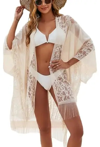 Sexy Elegant Lace Beach Cover Up for Women, Bathing Suit Cover Up, V-Neck Swimsuit Coverup for Poolside, Seaside and Party Taj Home Store
